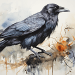 Raven dream meaning – image of a black raven perched on a branch representing mystery, transformation, and omens in dreams.