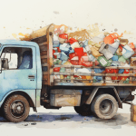 Recycling dream meaning – image of a recycling bin filled with paper and bottles representing renewal, responsibility, and transformation in dreams.