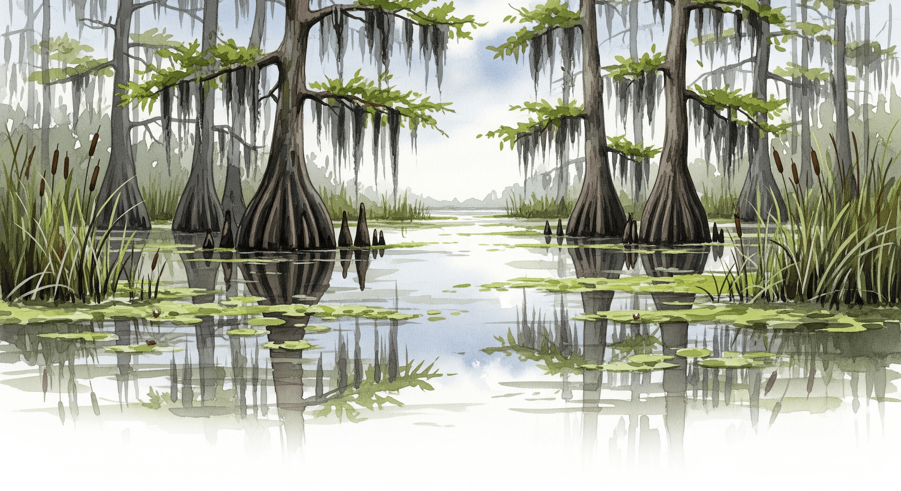 Swamp dream meaning – image of a misty swamp with murky water representing uncertainty, stagnation, and hidden danger in dreams.