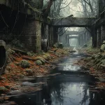 Sewer dream meaning – image of a dark underground sewer tunnel representing hidden emotions, danger, and transformation in dreams.