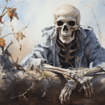 Skeletons dream meaning – image of a human skeleton standing upright representing hidden truths, mortality, and the past in dreams.
