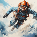 Skydiving dream meaning – image of a person free-falling with a parachute in the sky representing risk-taking, liberation, and trust in dreams.