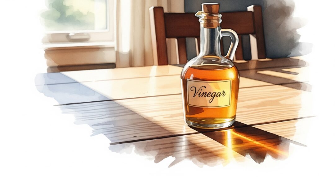Vinegar dream meaning – image of a bottle of vinegar on a kitchen counter representing cleansing, bitterness, and preservation in dreams.