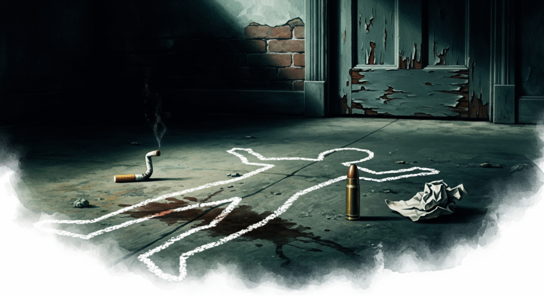 Violent death dream meaning – image of a dark crime scene representing fear, transformation, and endings in dreams.