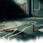 Violent death dream meaning – image of a dark crime scene representing fear, transformation, and endings in dreams.