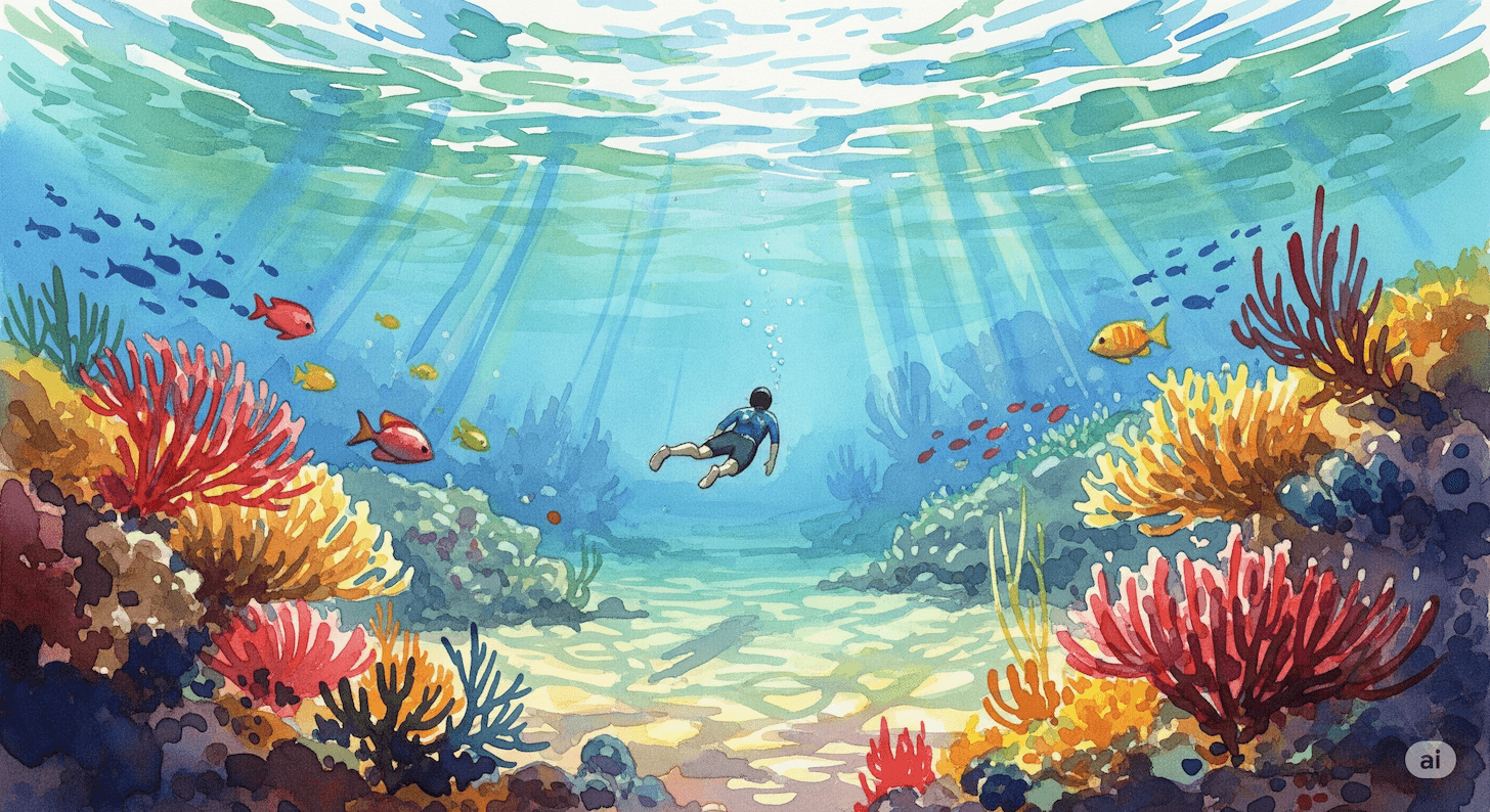 Man underwater in the sea